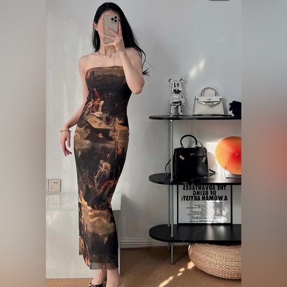 Zara Artistic Print Dress - - Picture 4 of 8